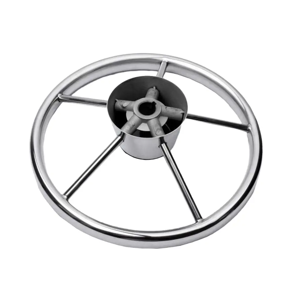 5 Spoke Marine Steering Wheel 25 Degree with Hub for Inflatable Boat - 13 1/2 inch 340mm Dia