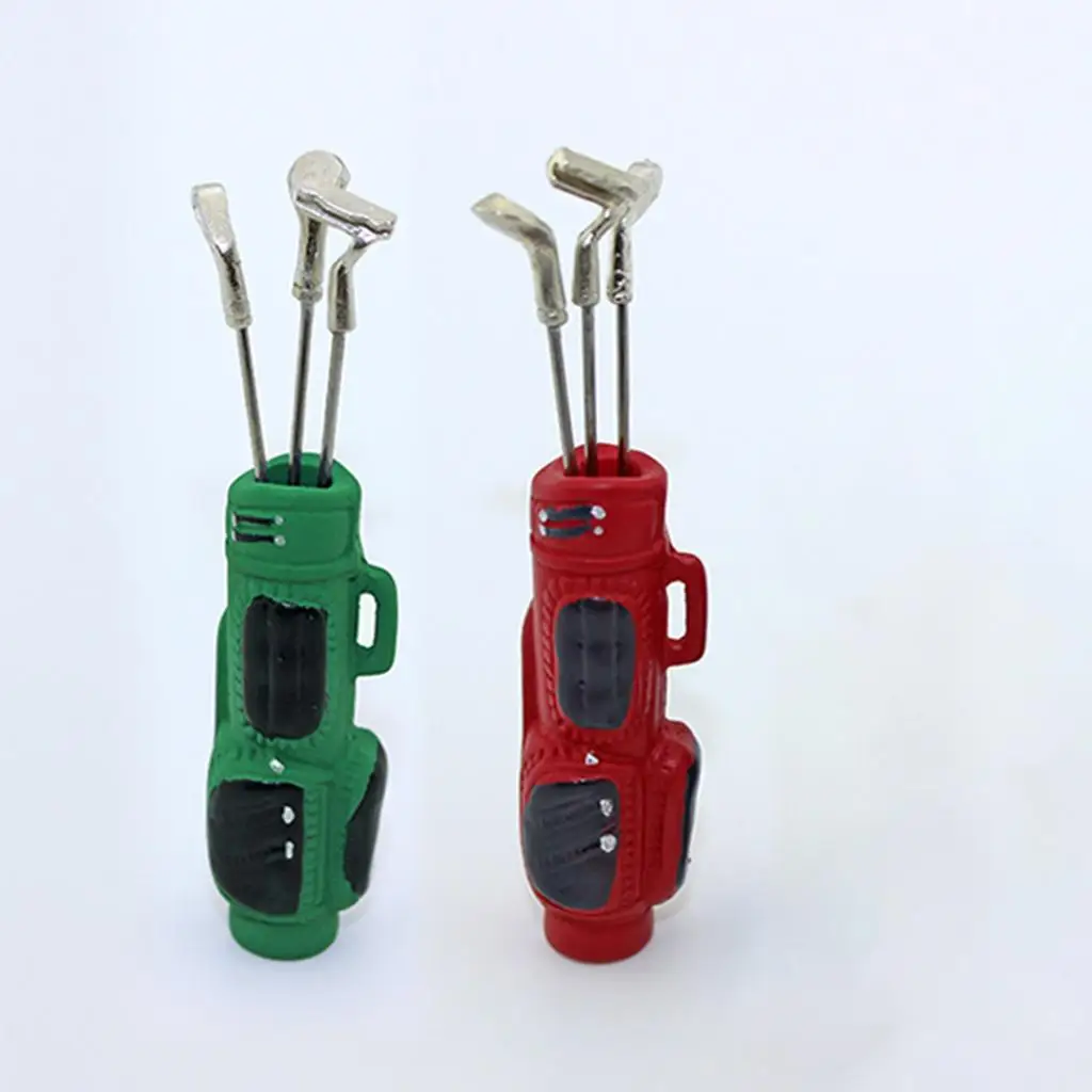 Doll House Golf Clubs, Miniature 1:12 Scale Outdoor Accessory Golf Bag Clubs Golf Bucket Miniature Model