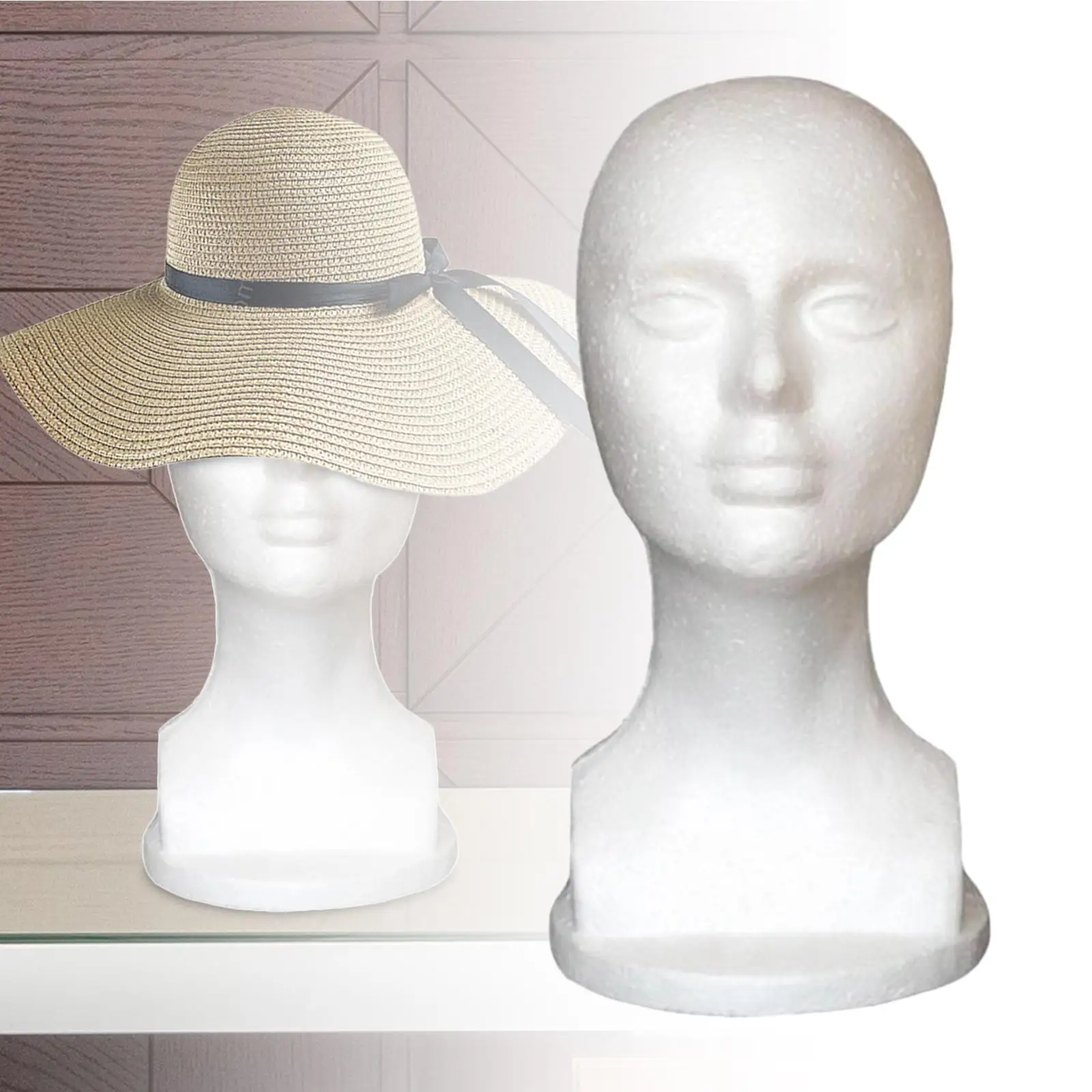 Female Foam Mannequin Head, Manikin Foam Head, Hat Display Holder, Lightweight Easy to Carry Foam Mannequin Hat Stand for