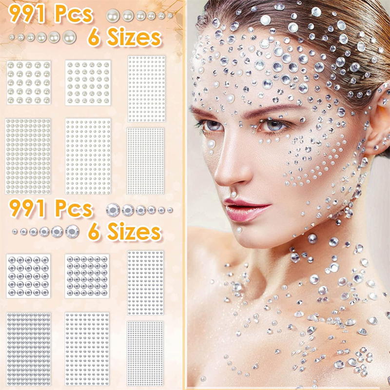 Best of 6pcs / set Pearl Rhinestone Face Stickers DIY Carnival Party Face Jewelry Eyes Rhinestone Crafts Decoration Accessories (3-10mm) Reviews & Tips