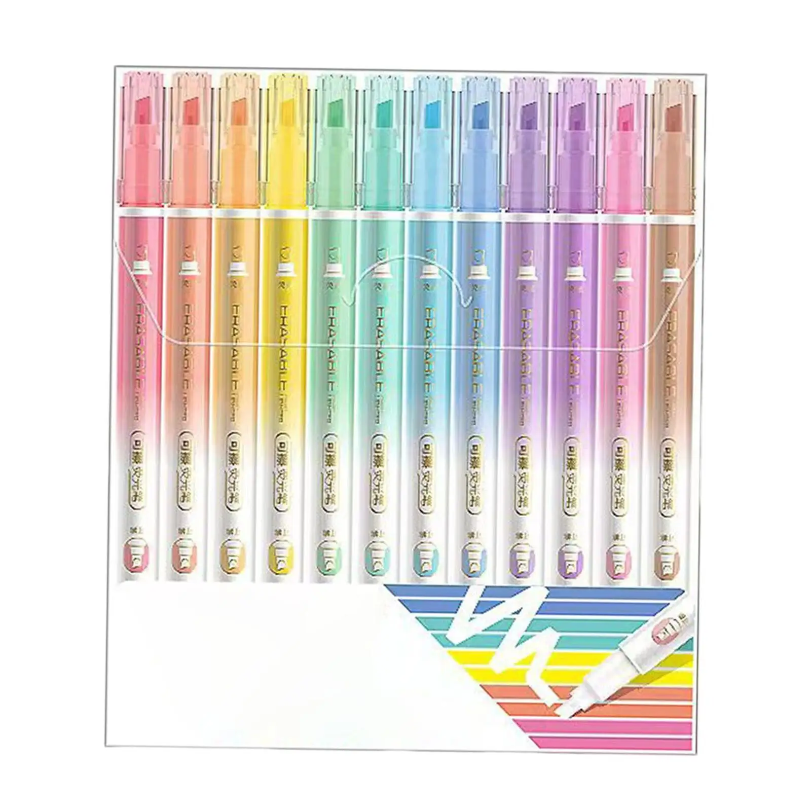 12 Pieces Erasable Highlighter Pen multicolor Border pen Journaling