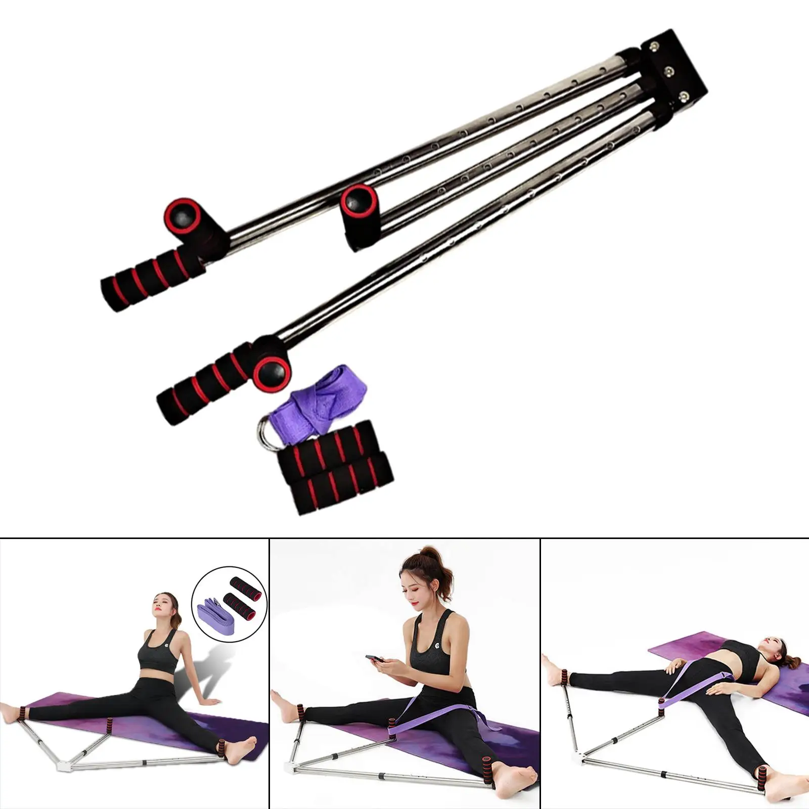 Leg Stretcher Machine Adjustable Length 3 Bar Muscles Leg Stretching Equipment Hamstring Stretcher Device Leg Stretcher for 
