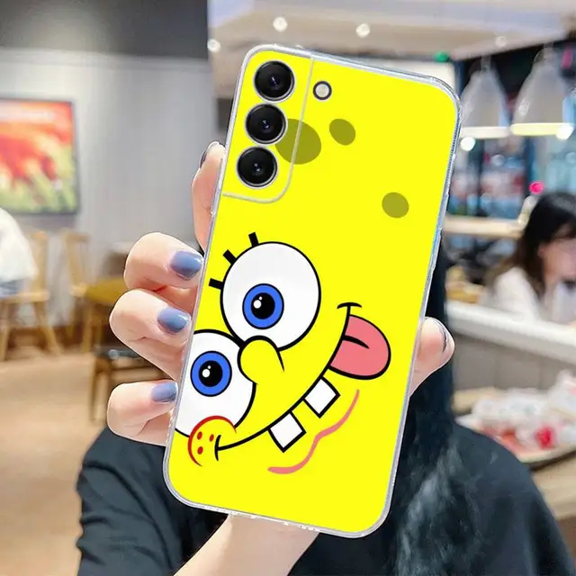 Cartoon SpongeBob SquarePants Phone Case For Samsung Galaxy S22 S21 Ultra  S20 S30 FE S8 S9 S10 5G Plus Lite Soft Transparent