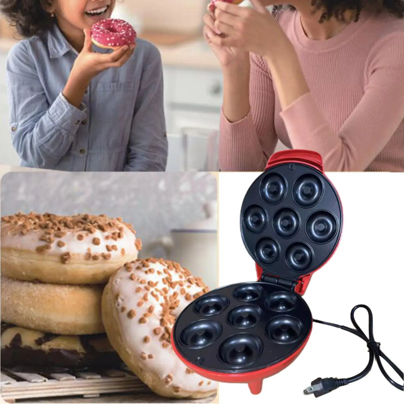 Mini Donuts Maker Breakfast Machine Baking with Indicator Light Dessert Shop