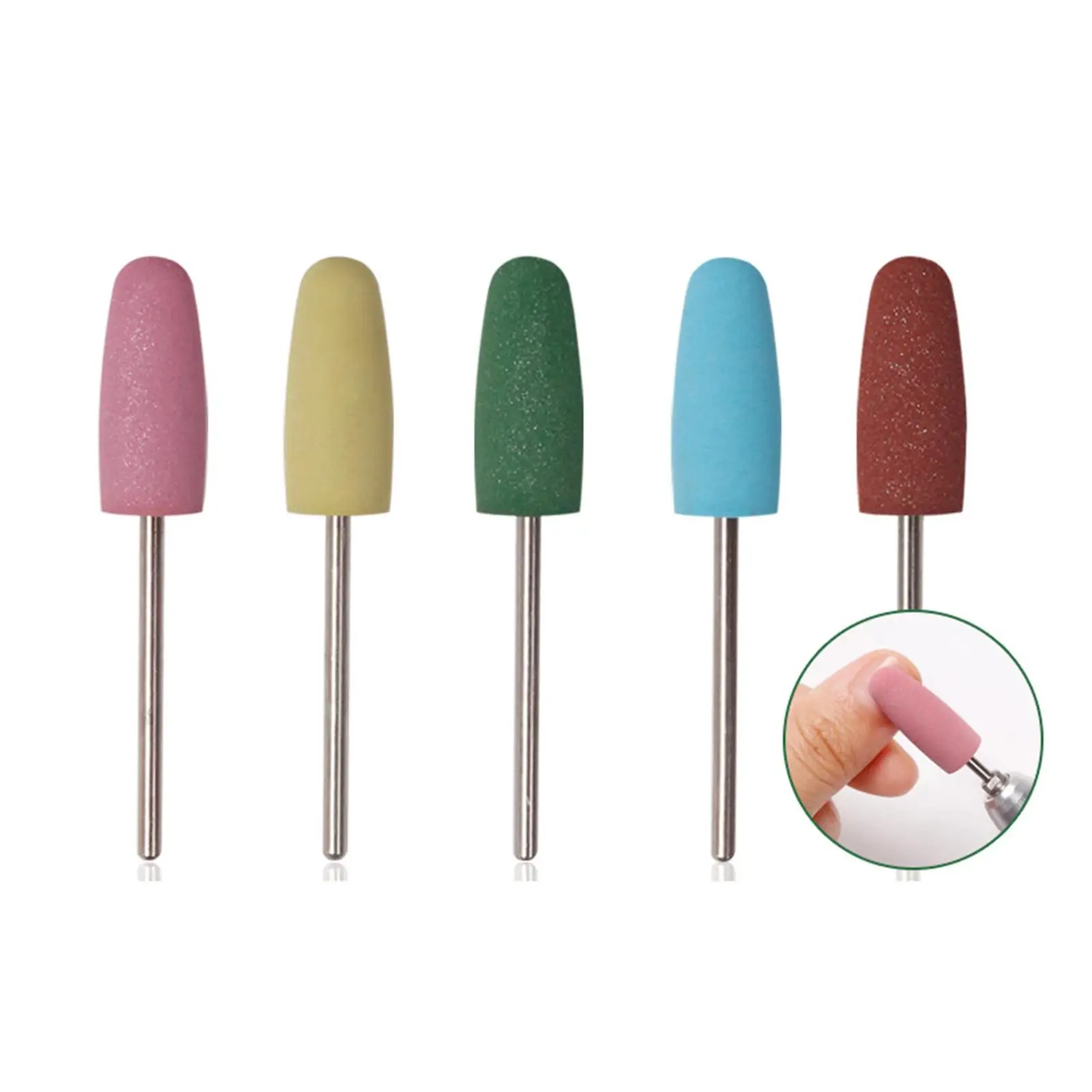 5 Pieces Rubber Nail  Accessory Calluses Removal Nail Rotary Burrs Bit Replacement Grinding Head for Manicure Pedicure