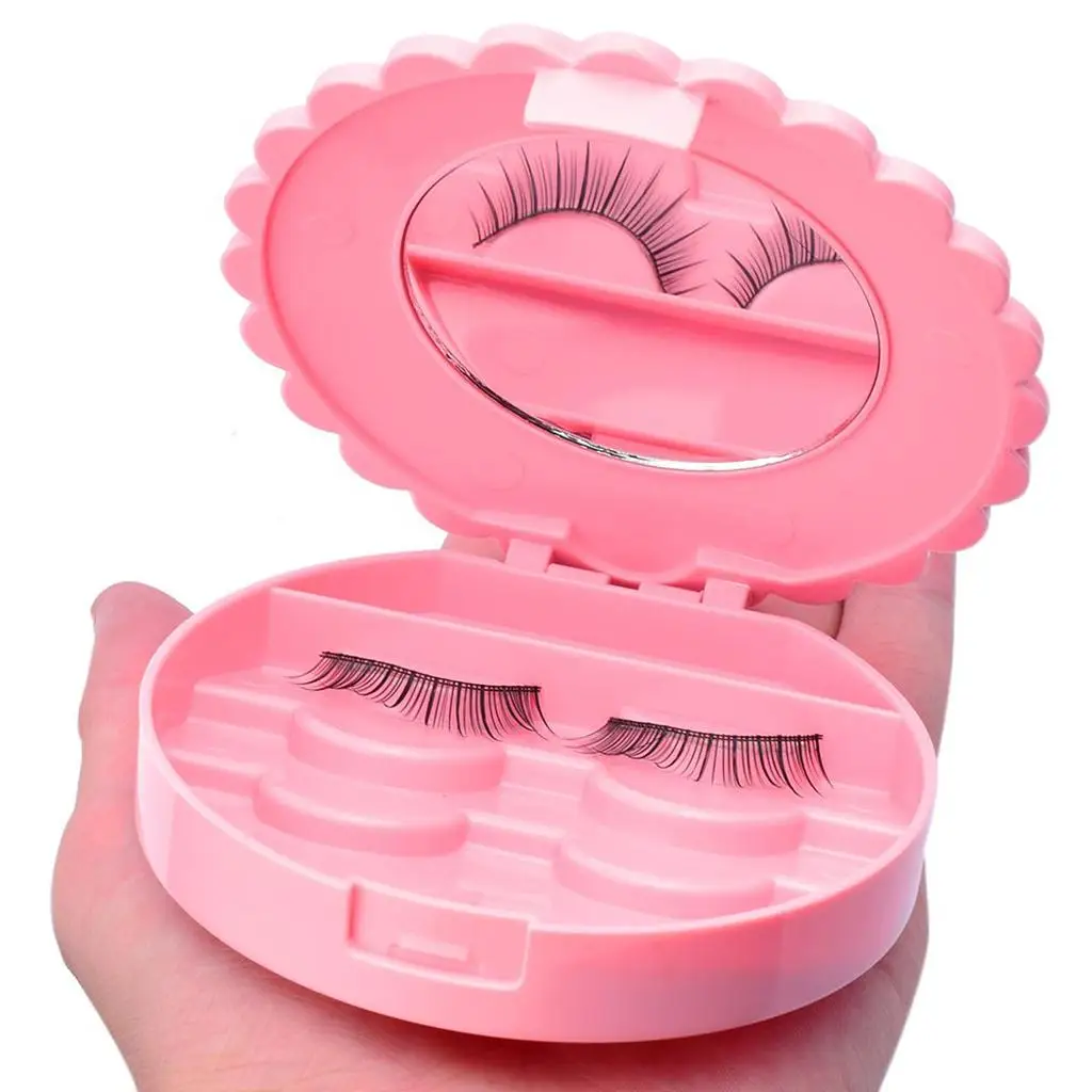 Artificial Eyelashes Storage Box With Cosmetic Mirror Travel On The Go