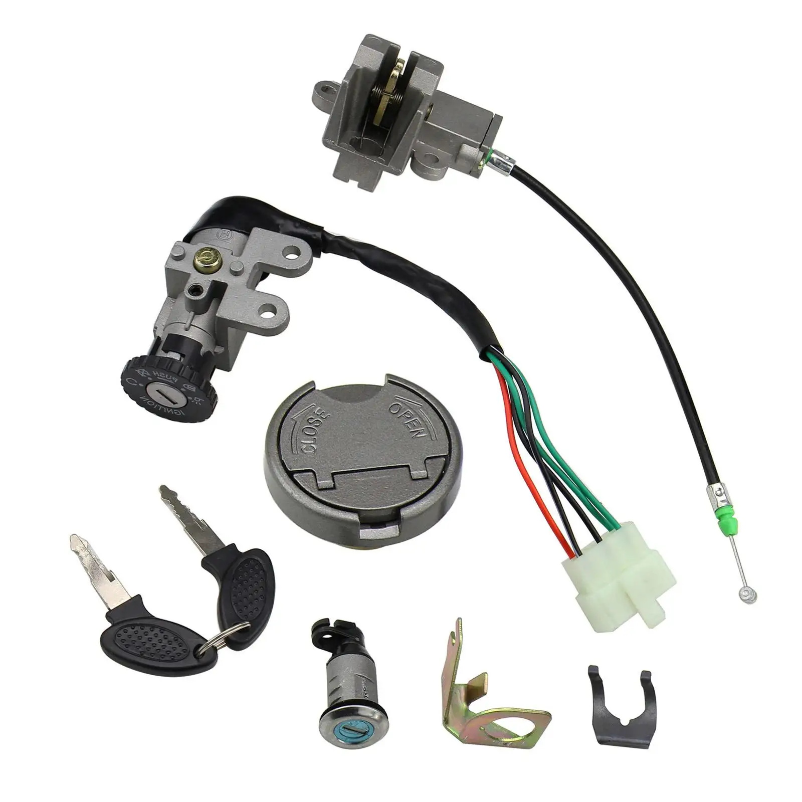 Motorcycle Ignition Switch Fuel Gas Seat Lock Ignition Switch Kit Replacement Fit