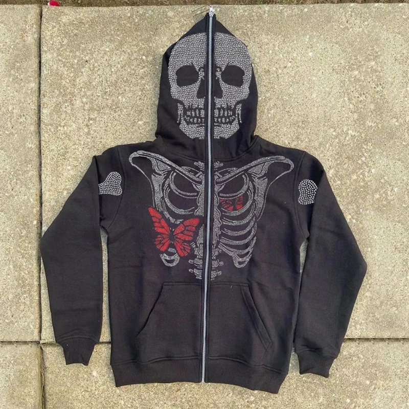 moletom punk zip up hoodie y2k estética retro oversized casaco topo