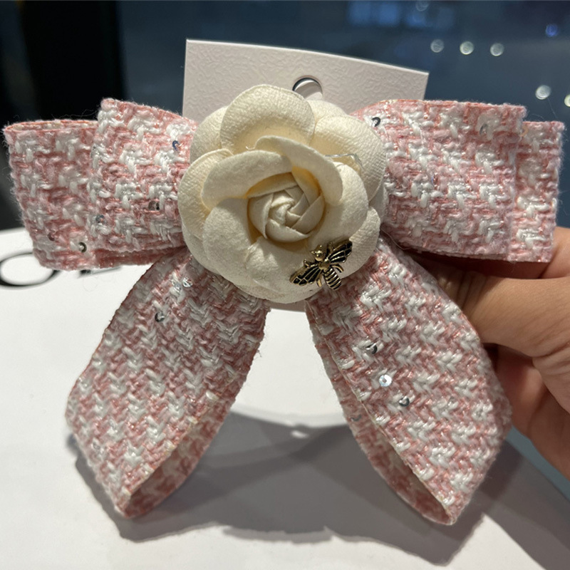 Koreanische Bowknot Blume Hahnen tritt Haar gummis Kopfschmuck einfache Kopfs eil Mädchen niedlichen Lederband Ring Cilps Mädchen Accessoires – Detail 9