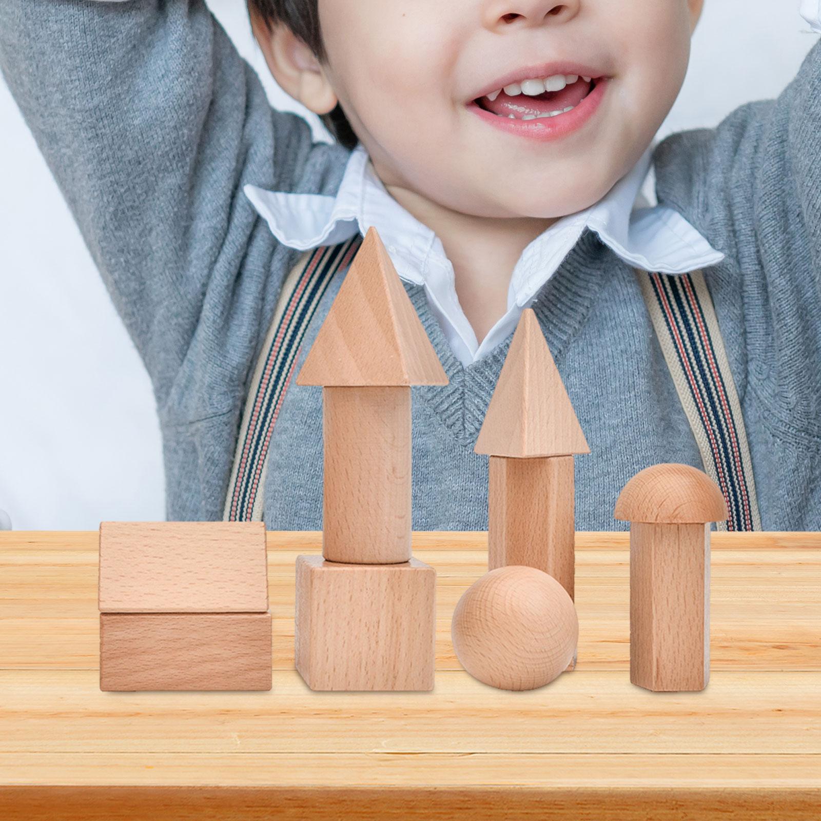 Wood Geometric Solid Blocks Learning Toy for Kindergarten Home Children