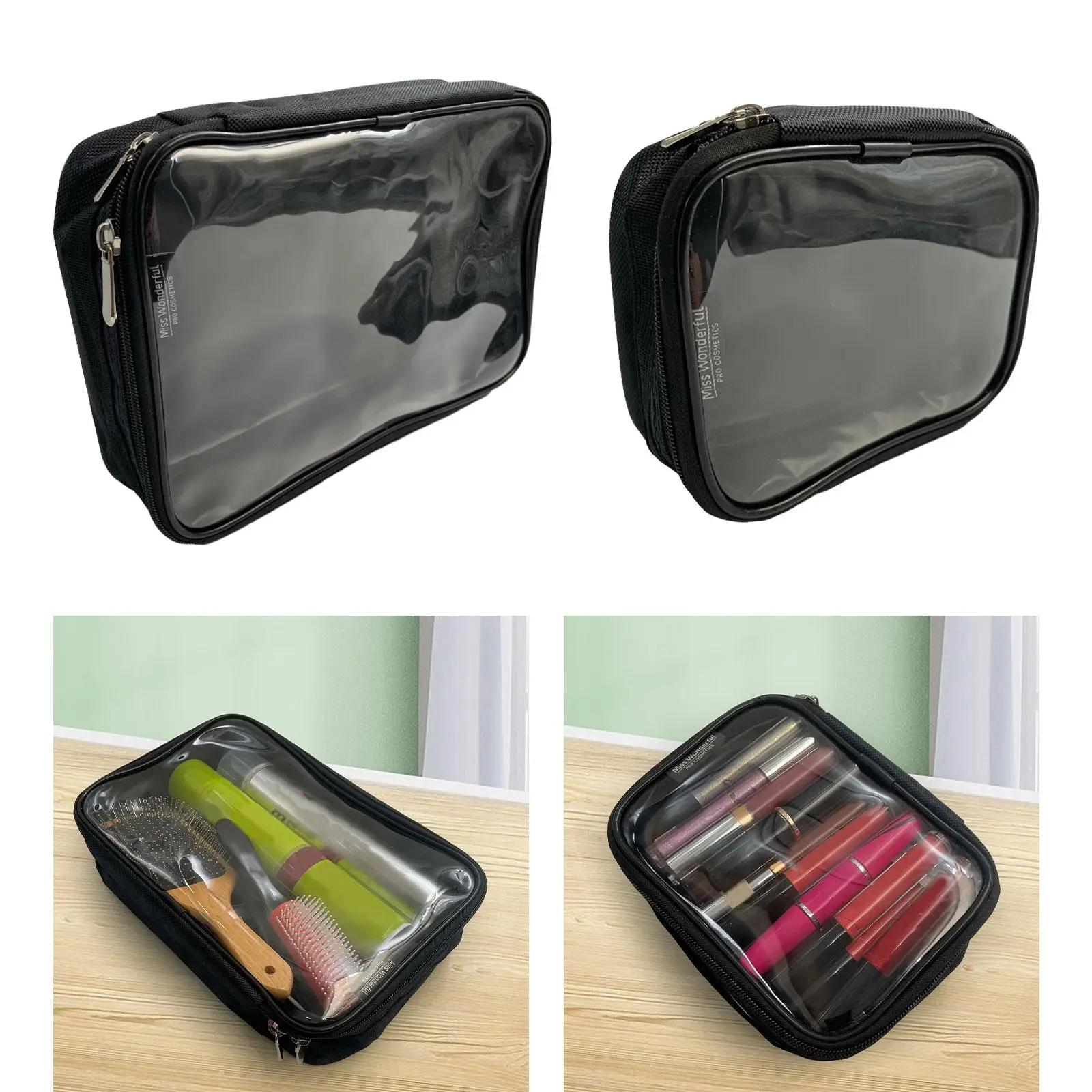 Makeup Cosmetic Clear Bag PVC Waterproof Multipurpose Cosmetic Purse with Zipper Organizer Pouch for Business Personal