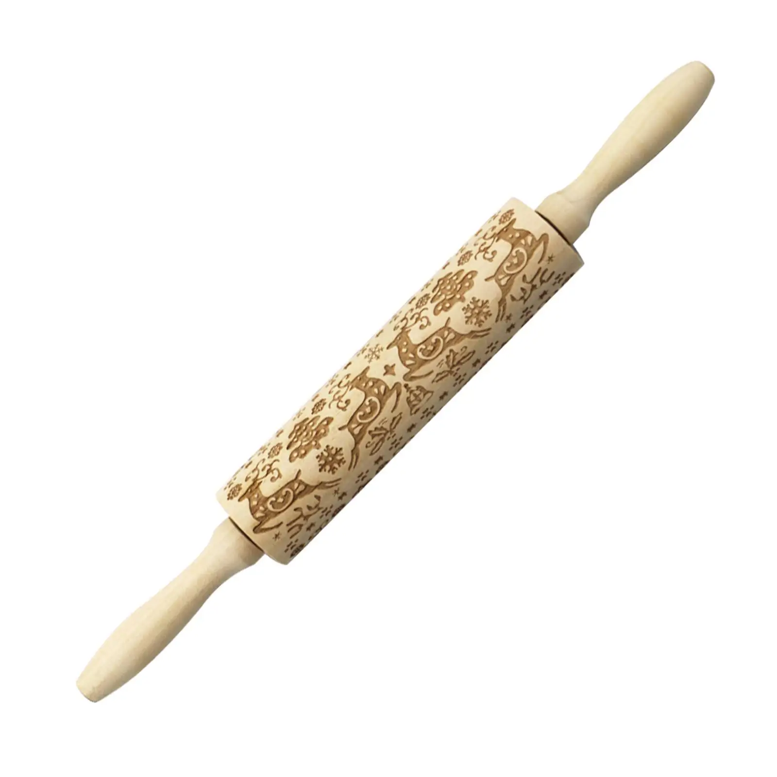 Wooden Rolling Pin Engraved Embossing Rolling Pin for Baking Pastry Pancakes