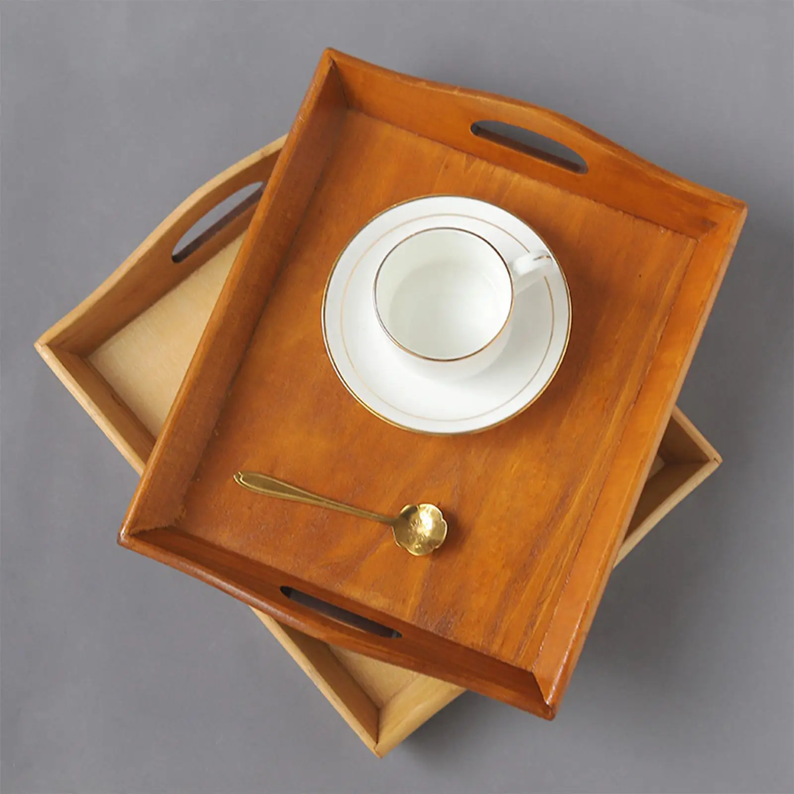 Wooden Serving Tray Tea Coffee Drinks Serving Tray Decorative for Home