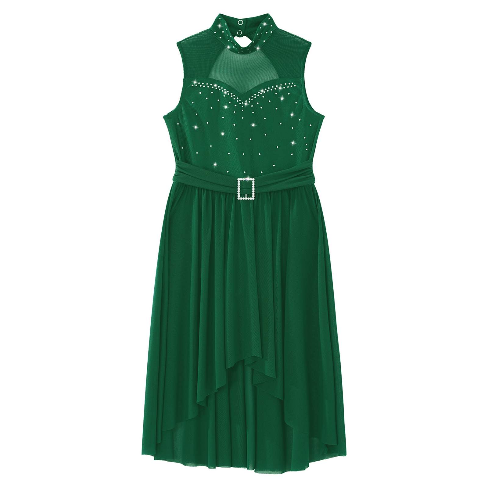 Kinder Mädchen Lyrical Modern Dance Kleid Ärmellos Glänzend Strass Ballett Gymnastik Eiskunstlauf Trikot Kleid Bühne Dancewear – Detail 20