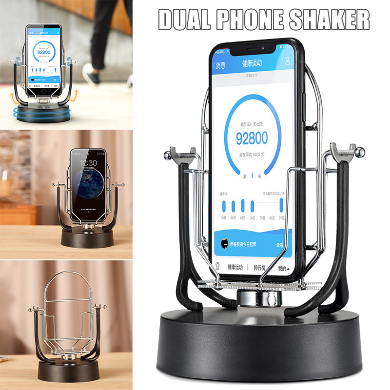 Doppel-Telefon-Schaukelgerät, automatisch, tragbar, automatischer Shake-Wiggler, Schritt-Telefonhalter für Schreibtischhalterung, Smartphone-Ständer – Detail 4