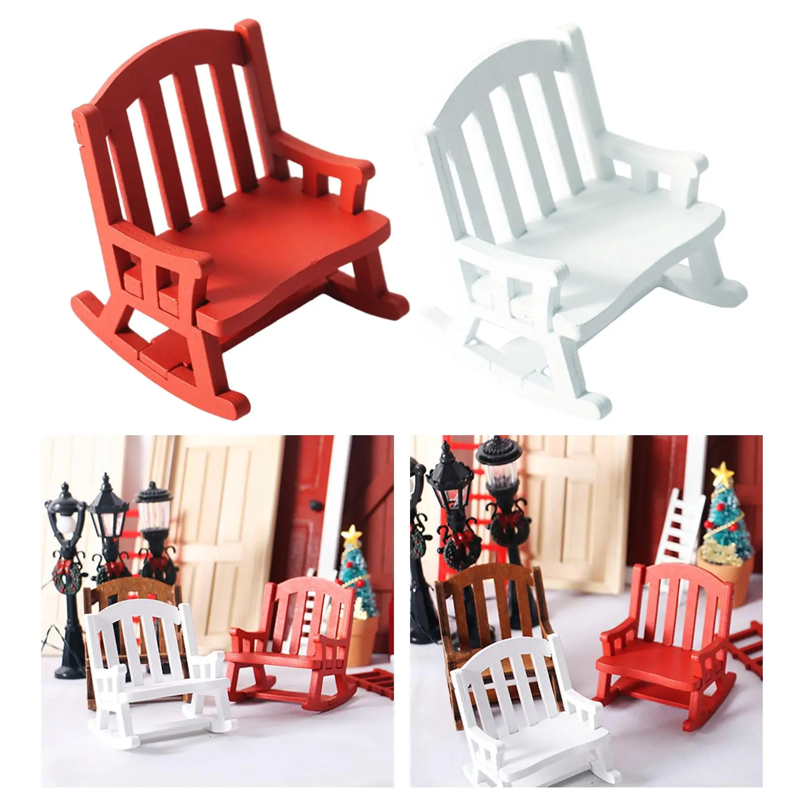 Mini Rocking Chair Dollhouse Furniture Accessory Decor Playhouse Furniture