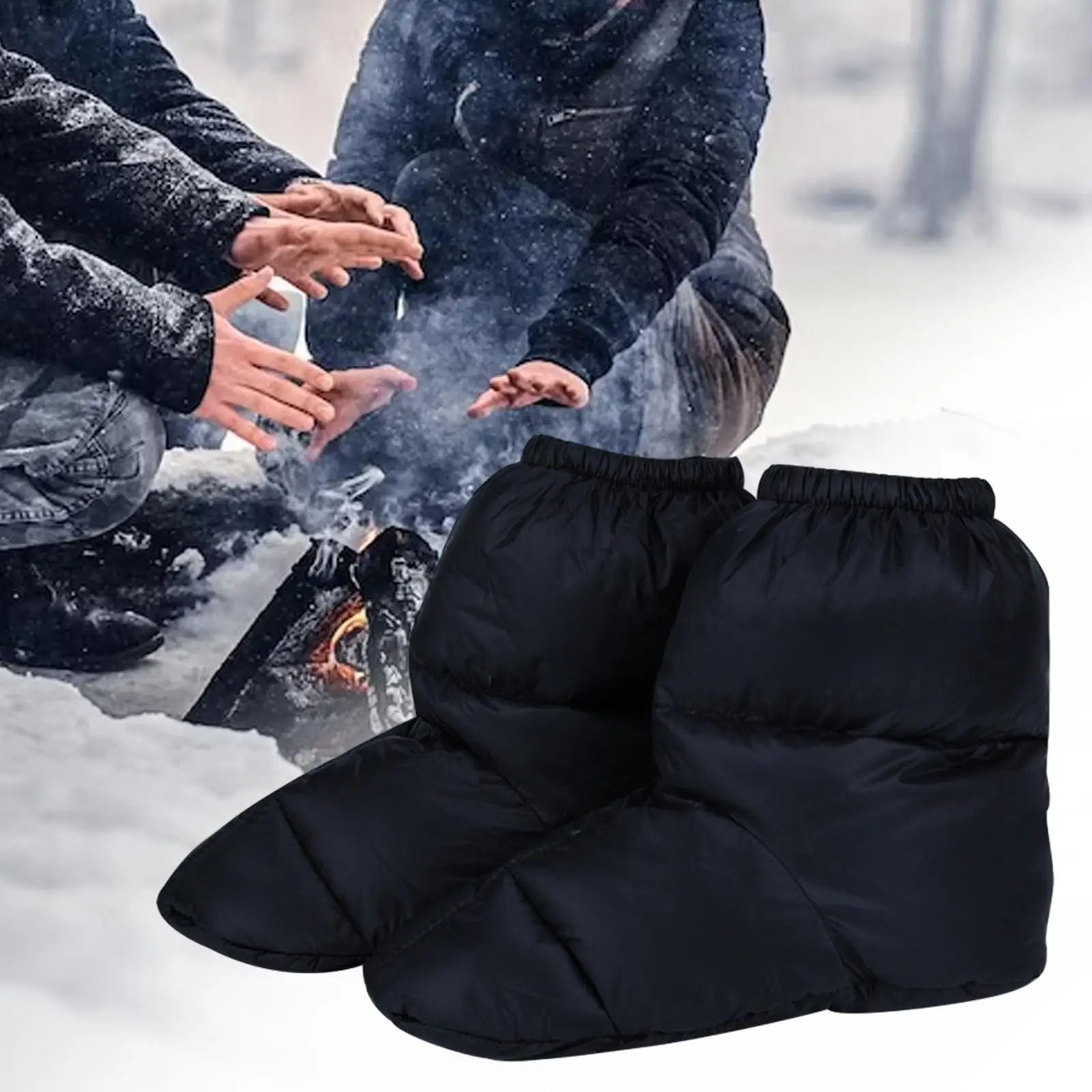 Winter Down Slippers Bootie Shoes Camp Tent Windproof Adults Ultralight Snow Boots for Camping Indoor Office Backpacking Hiking