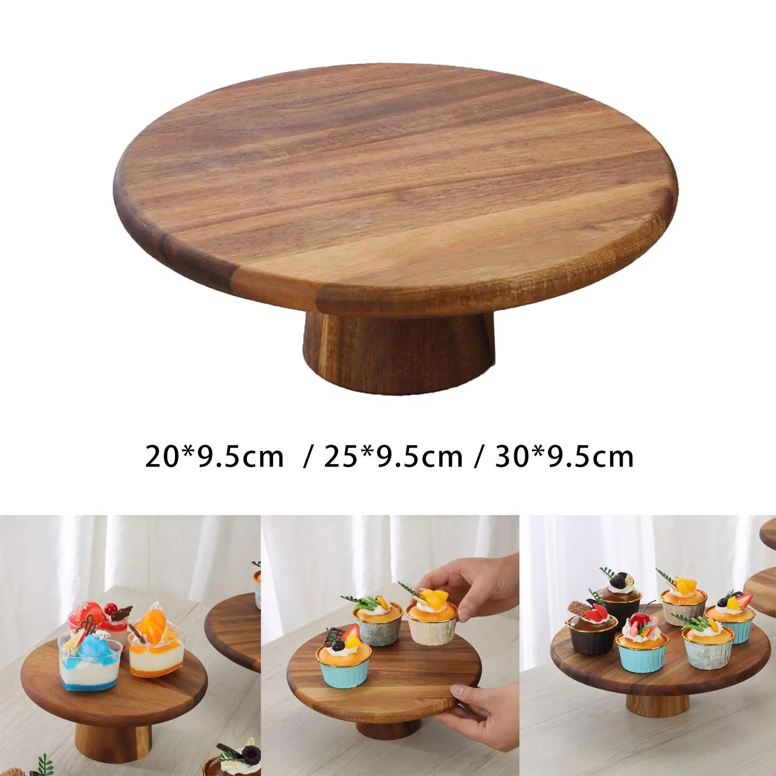 Wood Cake Stand Serving Tray Serving Platter for Muffins Pastries Appetizers