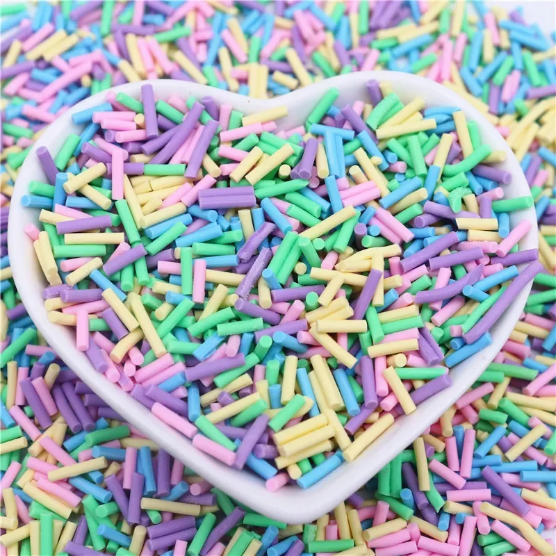 Süßigkeiten-Polymer-Ton-Scheiben, 1 mm, dünn, lang, zylindrisch, heiße Ton-Streusel für Schleim, DIY-Handwerk, winziges Kunststoff-Ton-Zubehör – Detail 15