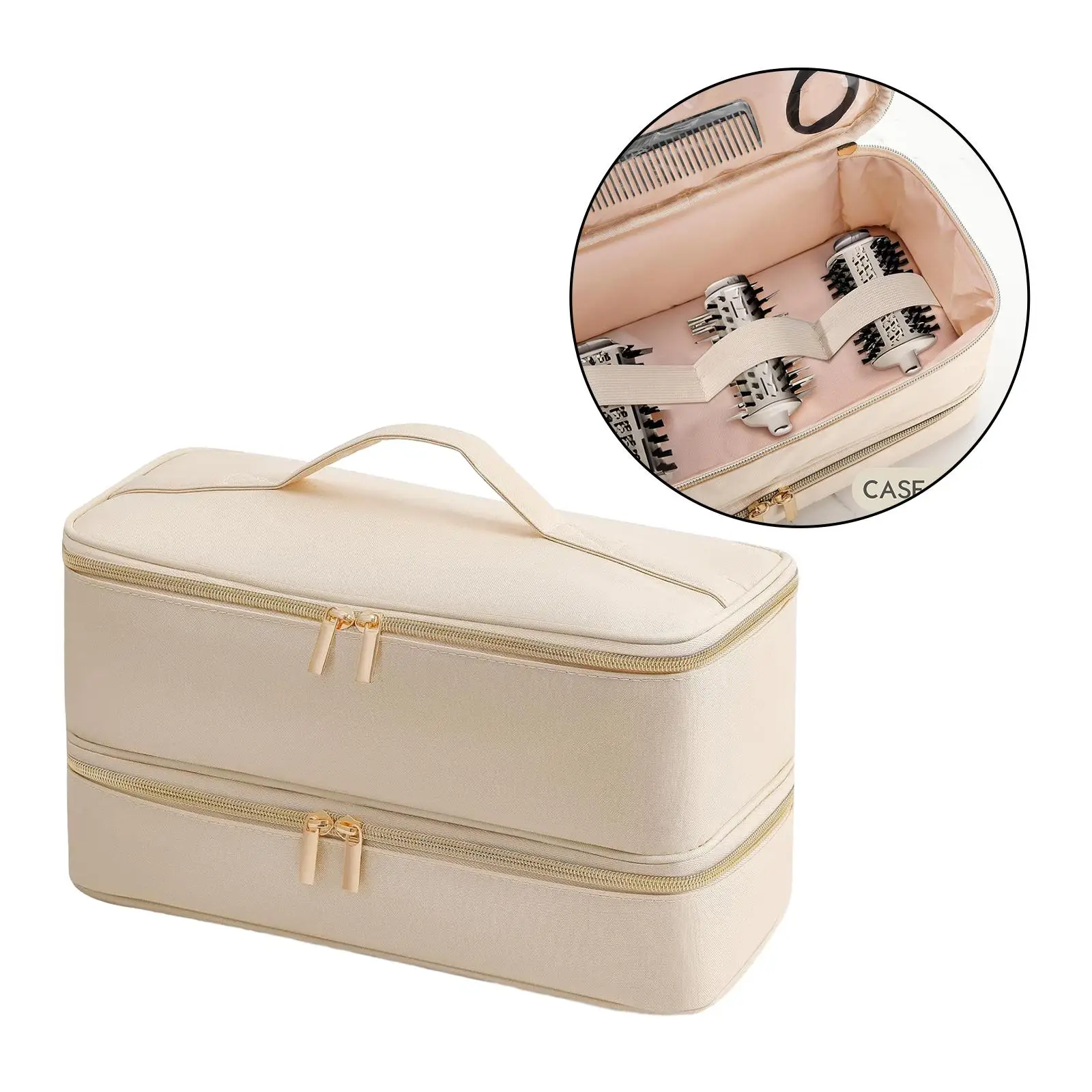 Double Layer Travel Carrying Case Hair Curler Tool Double Layer Travel Case for Hair Dryer Brush Travel Hair Curler Accessories