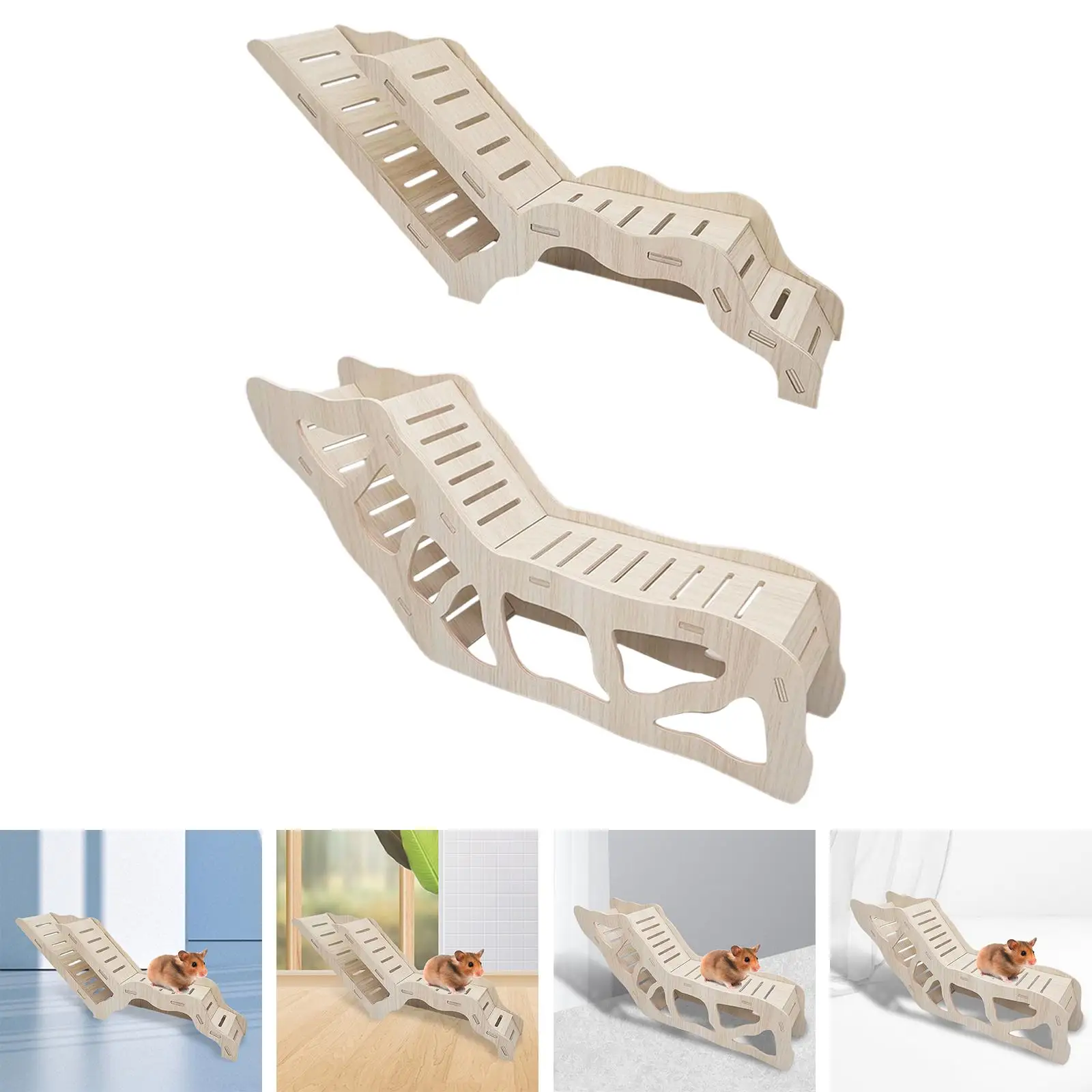 Hamster Climbing Toy Wooden Ladder Climbing Toy Dwarf Mice Hamster House Hideouts Hamster Habitat Syrian Hamster for Small Pets