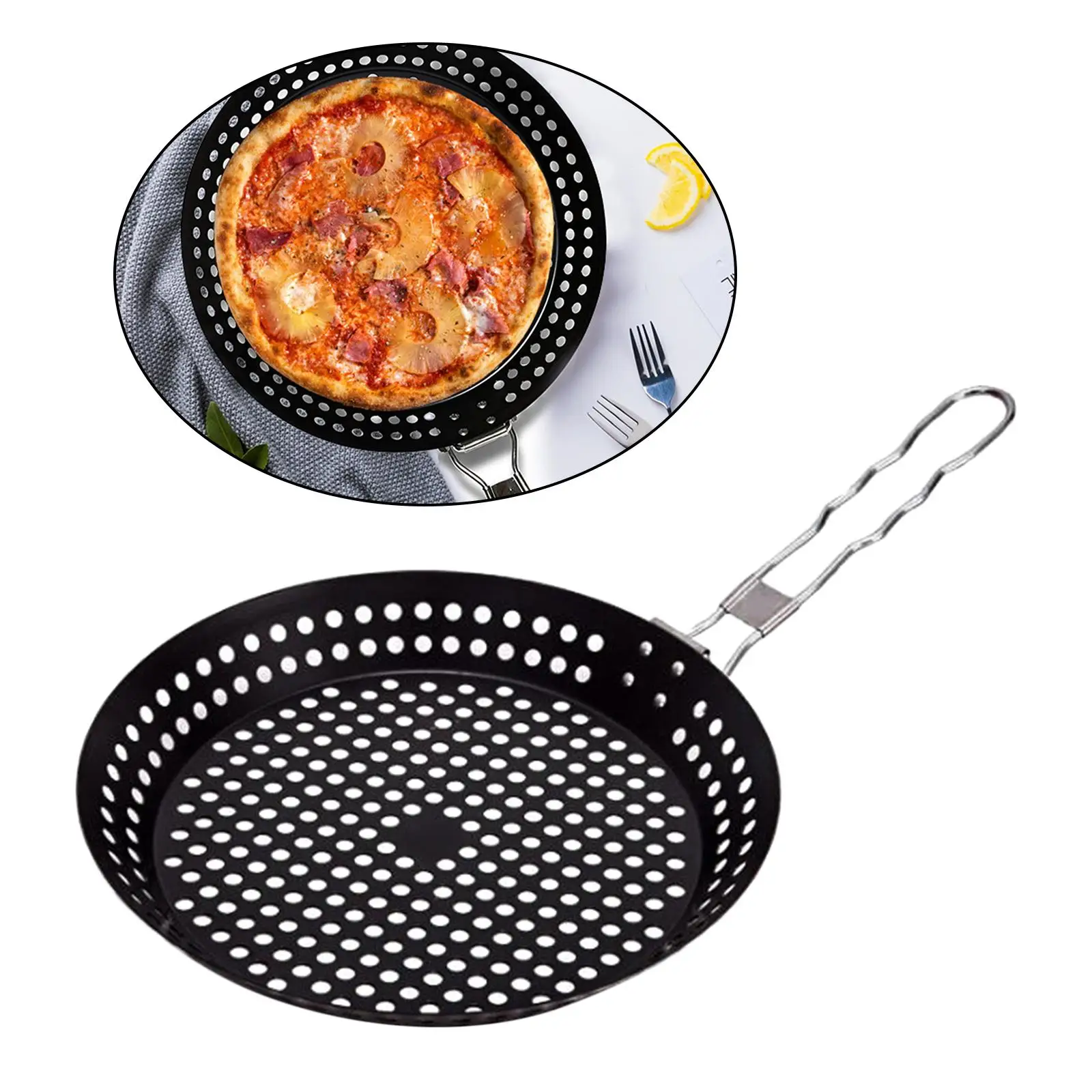 Portable Barbecue Basket Roasting Plate Barbecue Plate for Pizza Chicken Seafood