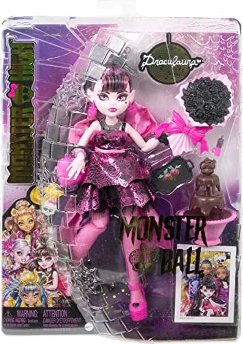 Новая кукла-сюрприз Monster High, Кукла Дракулаура в виде Дракулауры,  женское платье с тематическими аксессуарами, такими как шоколадный фонтан |  AliExpress