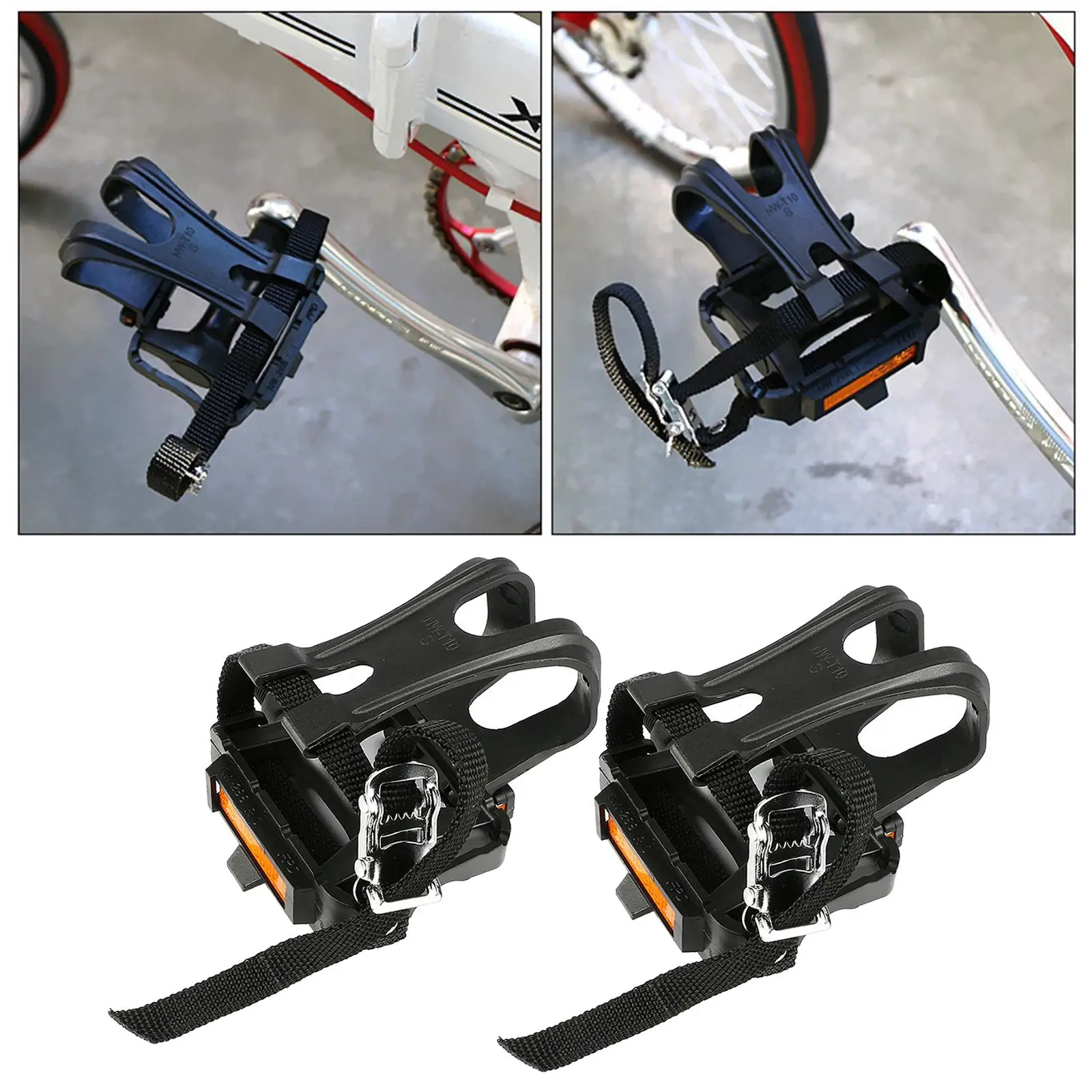 Road Bike Mountain Bike Pedal Toe Straps Clips with Strap Nylon Belts for Adults Large Fixed Cycling