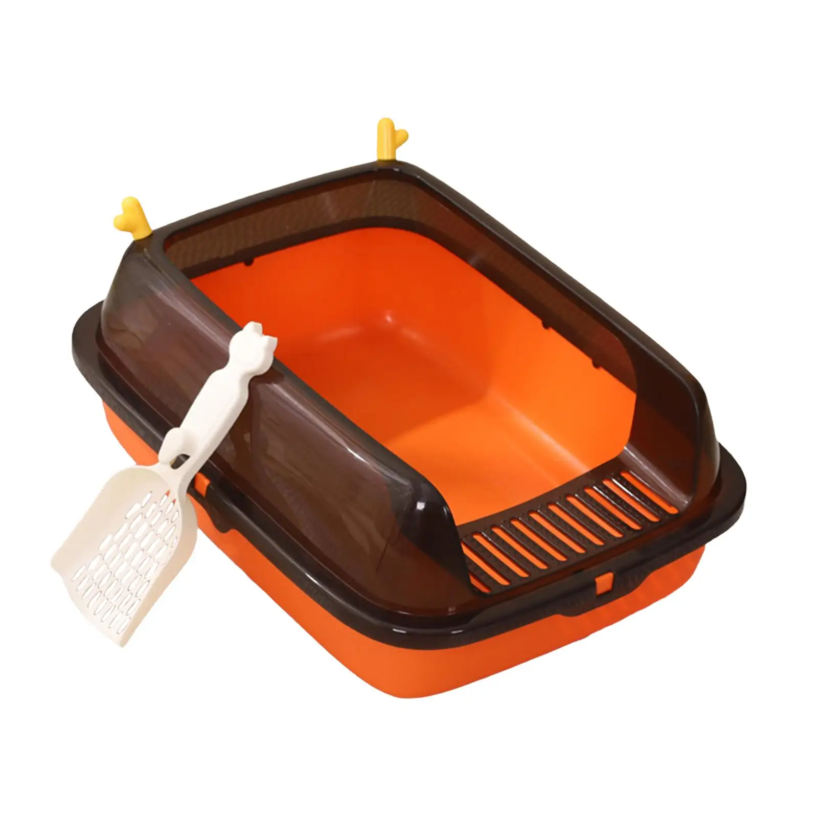 Semi Enclosed Cat Litter Box and Spoon Splashproof Portable Kitten Toilet
