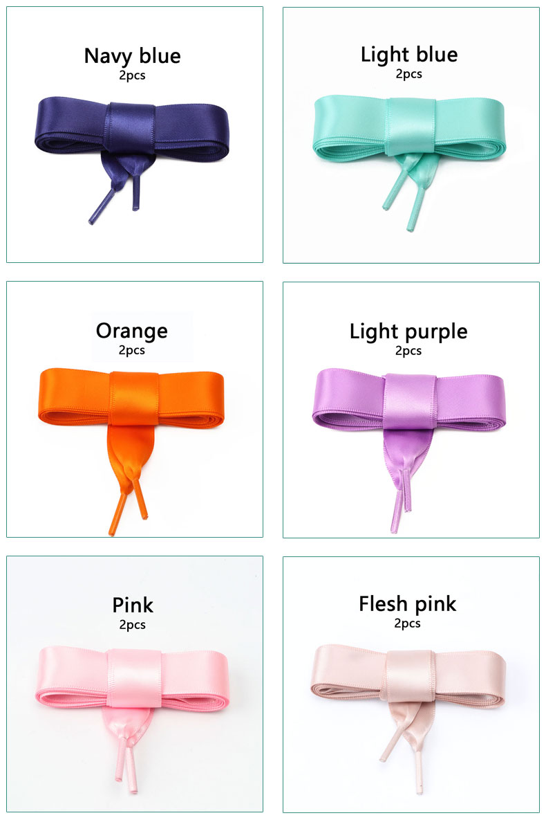 New Ribbon Sneakers Laces Satin Candy Color Double Sided Polyester Smooth 2cm Wide Women Shoes Shoelace Silk Wide Flat Web Lace
