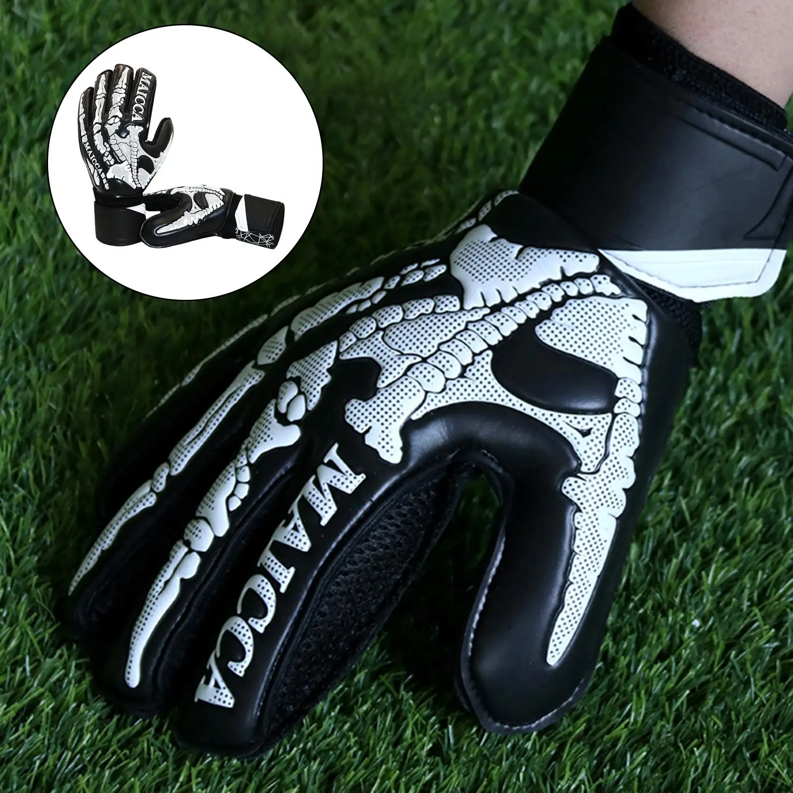 Goalkeeper Gloves Anti Slip Grip Palms Double Wrist Protection PU Gift Football Match for Kids Soccer Junior Age Girls Children