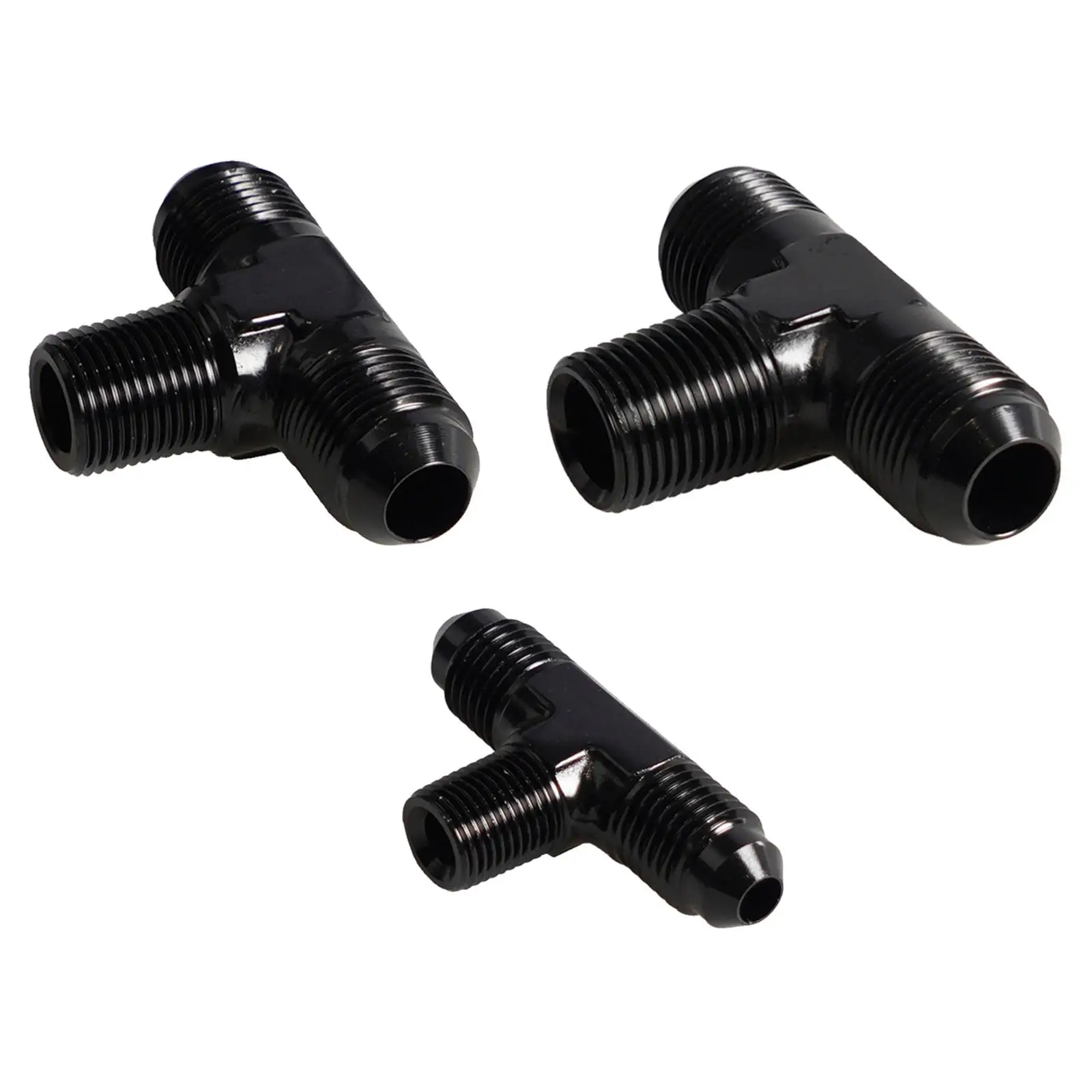 AN3 Male to 1/8inch NPT Hose Tee Adapter Connector Fitting Black on Side Branch Tee Replacement High Premium