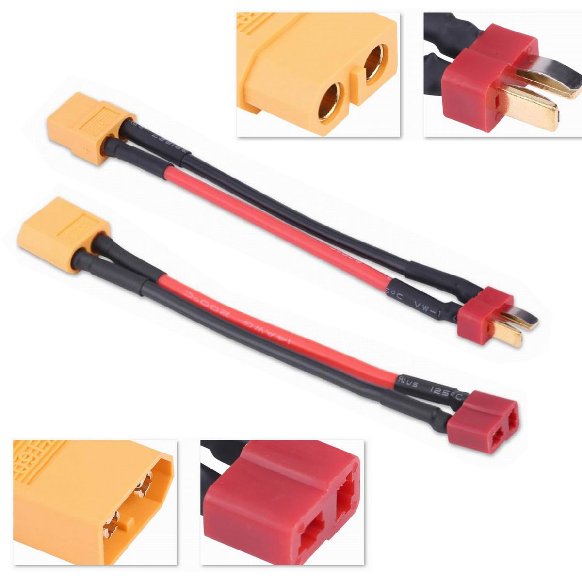 XT60 auf Deans T-Plug Männlich Weiblich Adapter Anschlusskabel für Lipo Batterie 14AWG RC Teile – Detail 1
