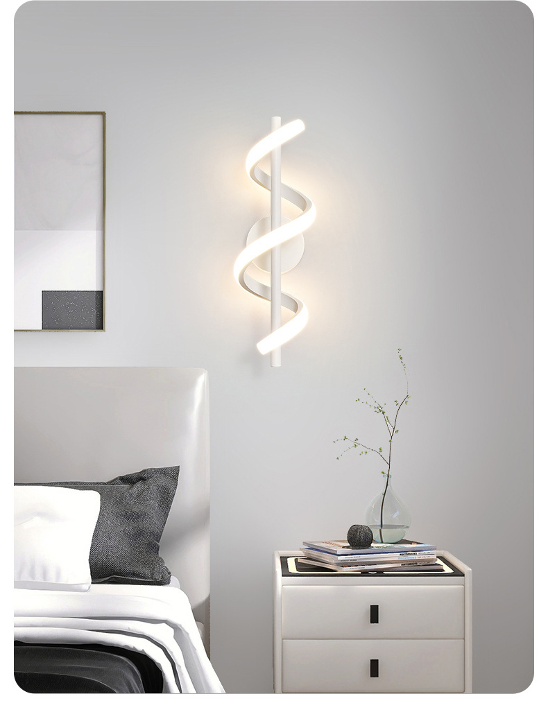 Modern Minimalist Black White Gold LED Wall Lamp Living Room Background Light Bedroom Bedside Lighting Home Interior Decor