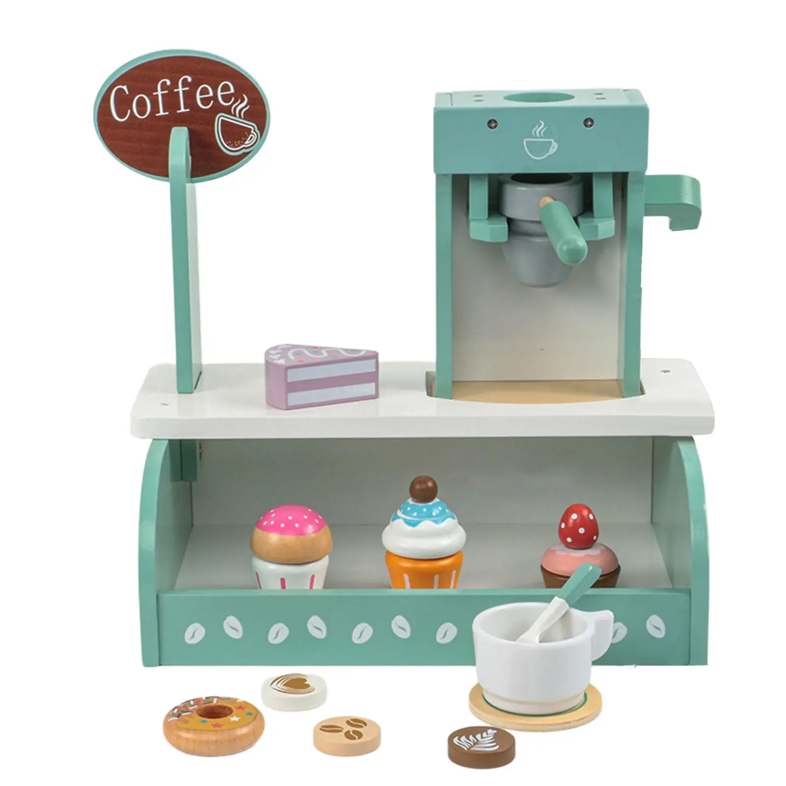 Kids Coffee Maker Playset Toy Wooden Coffee Maker Set for 3+ Year Old
