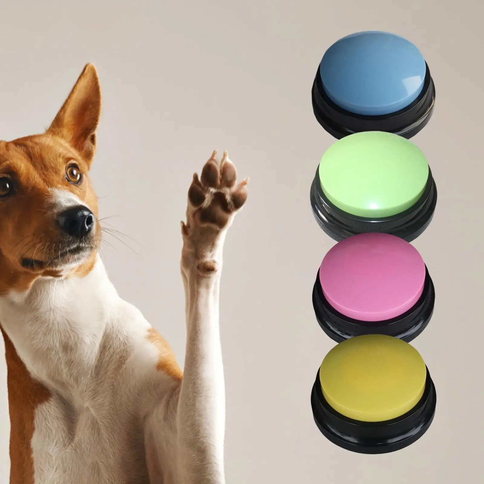 4x Recordable Dog Interactive Toy Noise Makers Squeaks Answer Buzzers Voice Recording Button for Puppy Kitten