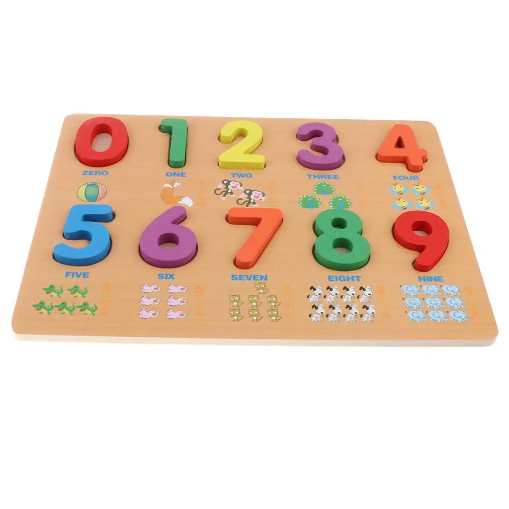 Wooden Matching 0-9 Numbers Blocks  Developmental Toy for Kids