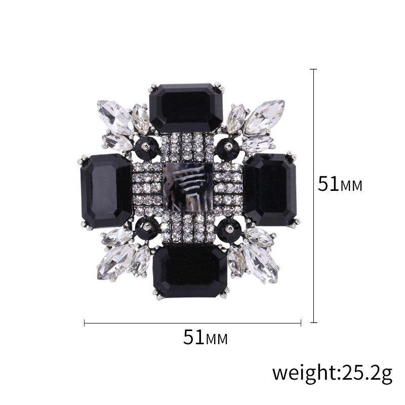 Neue Mode schwarz Strass Broschen für Frauen Corsage Schmuck Zubehör einfache Luxus Pins Hochzeits feier Kleidung Kragen Pin – Detail 11