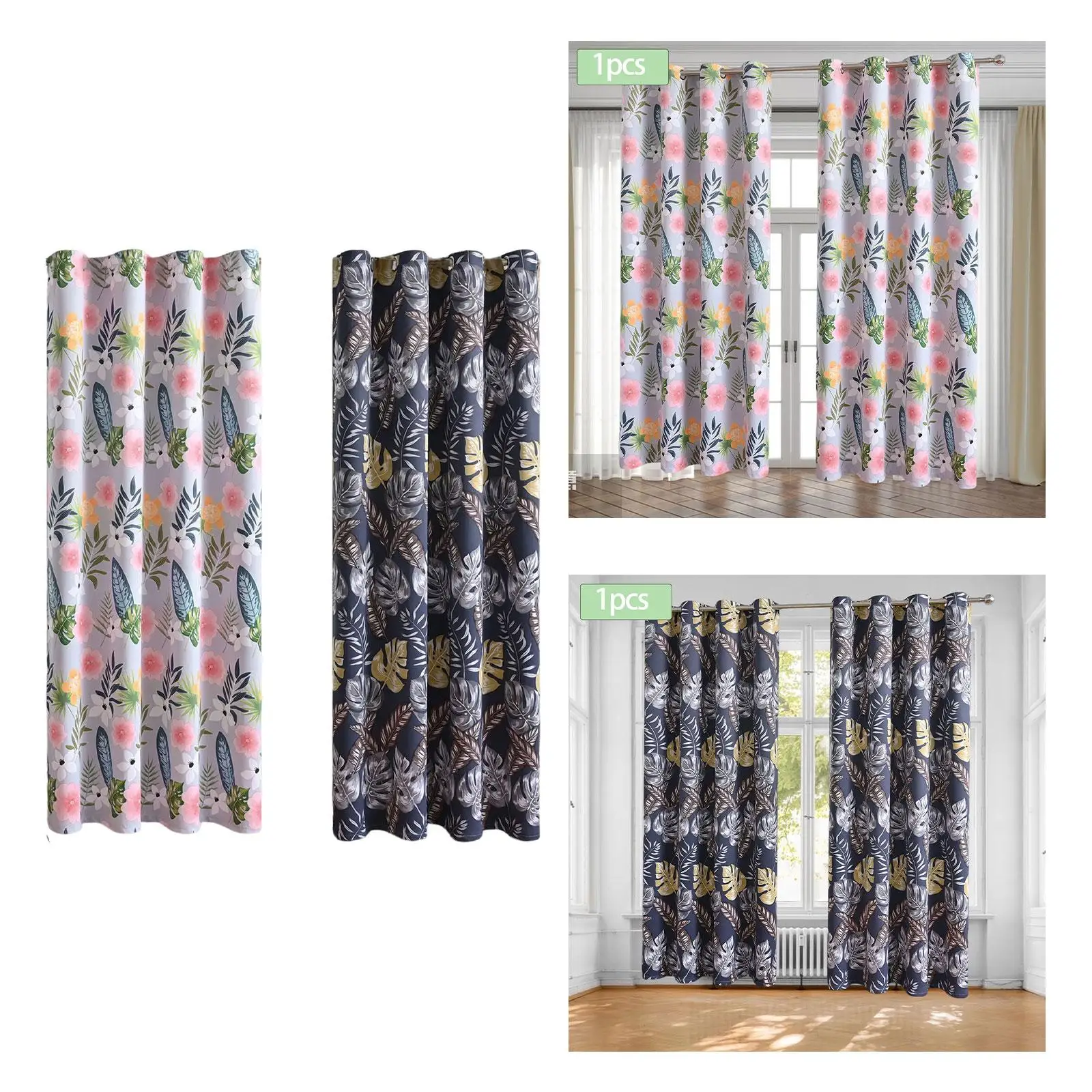 Fashion Window Drapes Sliding Door Curtain Drapes Grommet Curtains for Dining Room Living Room Hotel Restaurant Decoration