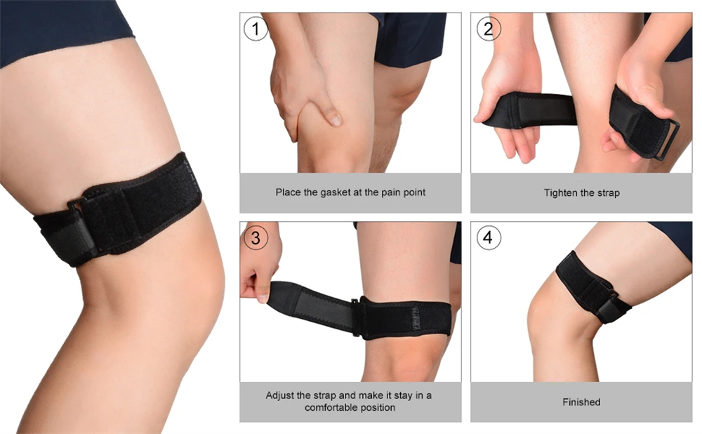 1-teiliges IT-Band-Gurt, Iliotibial-Band-Kompressionsbandage, Unterstützung bei Knieschmerzen im Nacken-, Oberschenkel- und ITB-Syndrom, Laufen und Übung – Detail 3