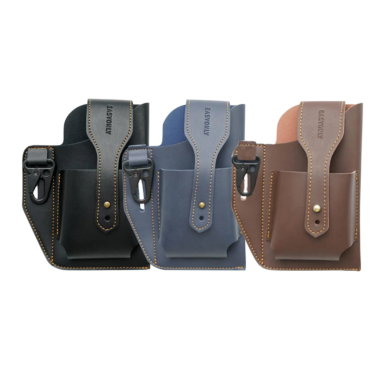 PU Men Waist Bag Multifunction W/ Belt Loop Hip Packs Cell Phone Holster Case Waist Purse Phone Bag with Key Holder 2 Pockets
