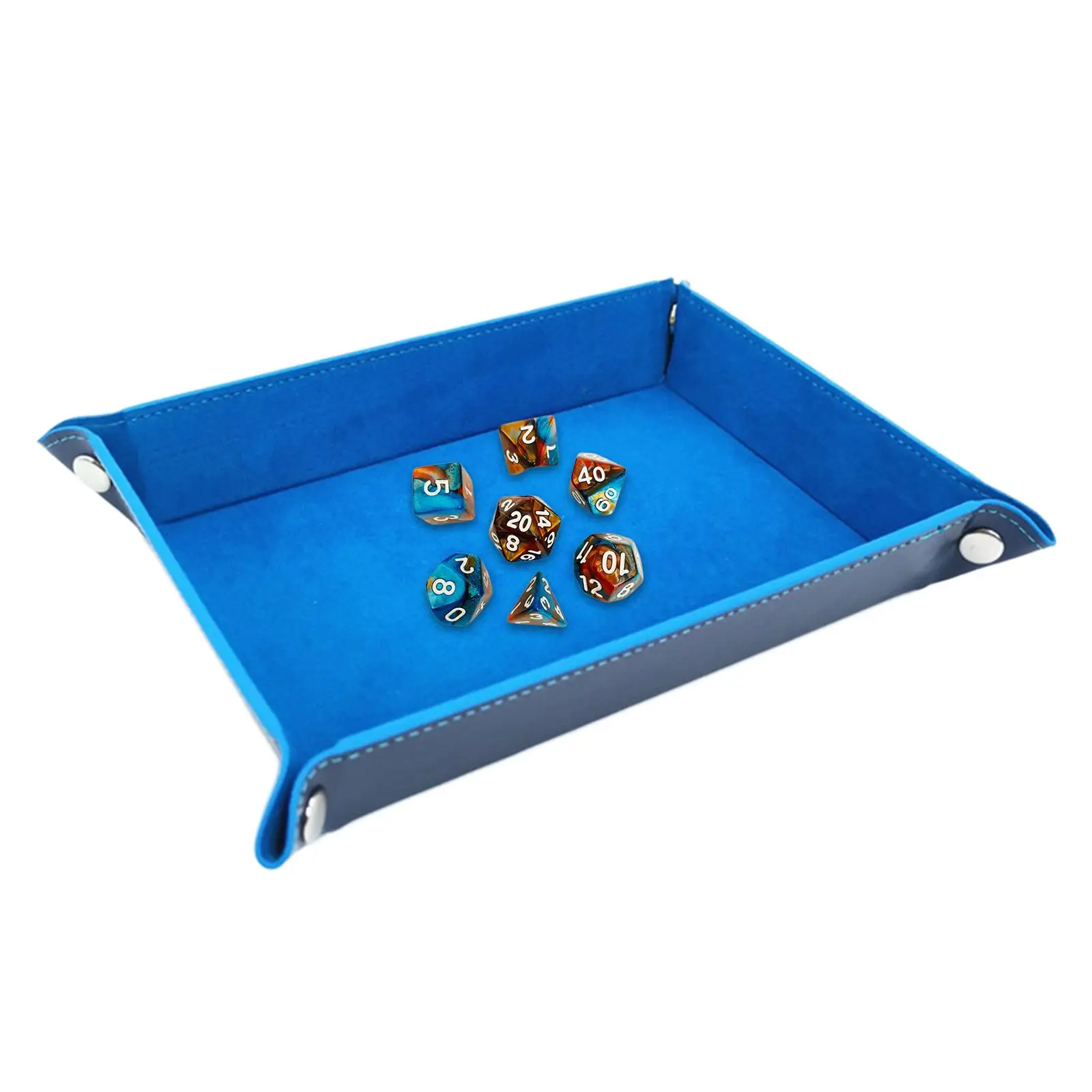 Foldable Dice Tray Set PU Leather Dice Rolling Holder Flannel Reinforced Bottom Rectangle for Table Board Games