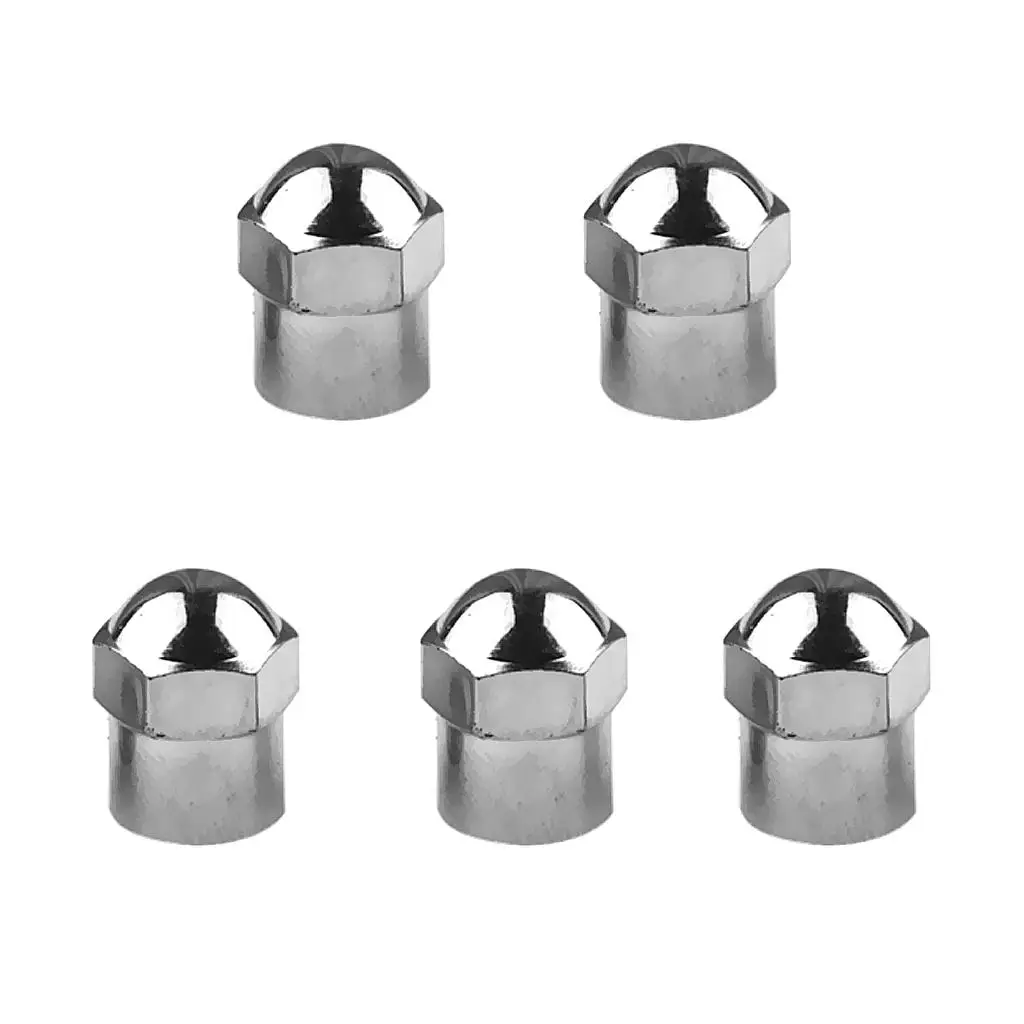 5 Pieces Chrome Plated Plastic Wheel Hex Tire Tyre Valve Stem Caps TPMS SAFE