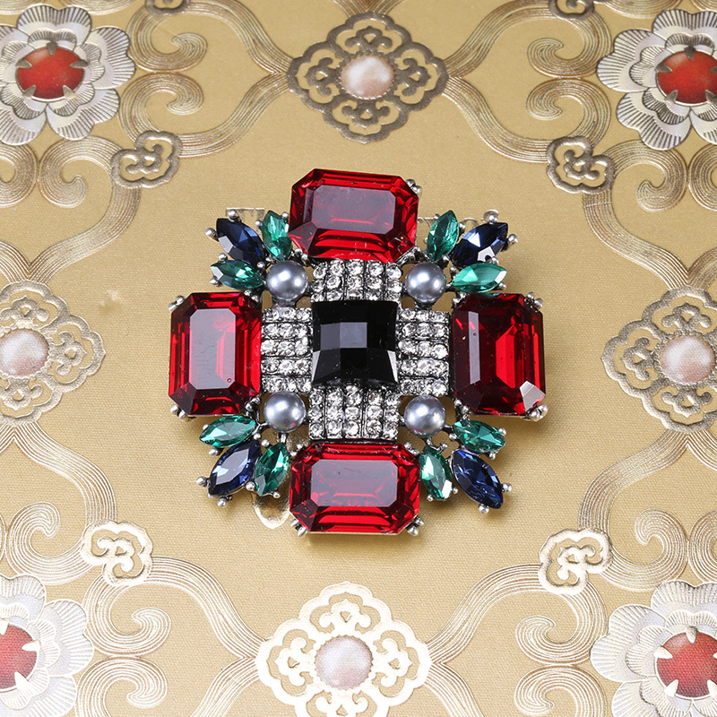 Neue Mode schwarz Strass Broschen für Frauen Corsage Schmuck Zubehör einfache Luxus Pins Hochzeits feier Kleidung Kragen Pin – Detail 7