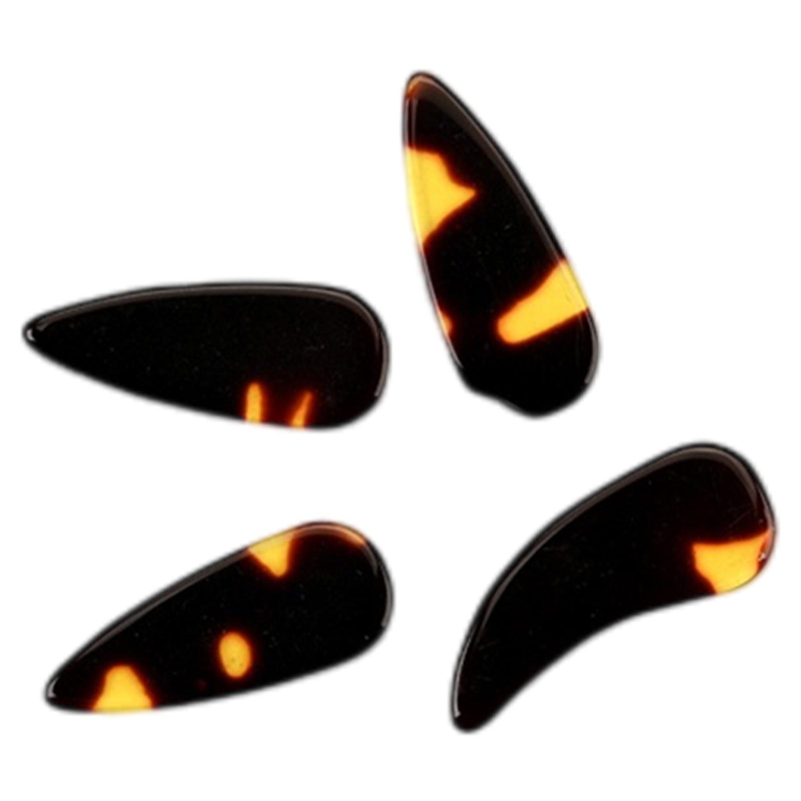 4Pcs Stringed Guitar Picks Lightweight Classical 1 Thumb+3 Finger Picks Brown Skin Proof Western Guzheng Fingerpicks for Bass