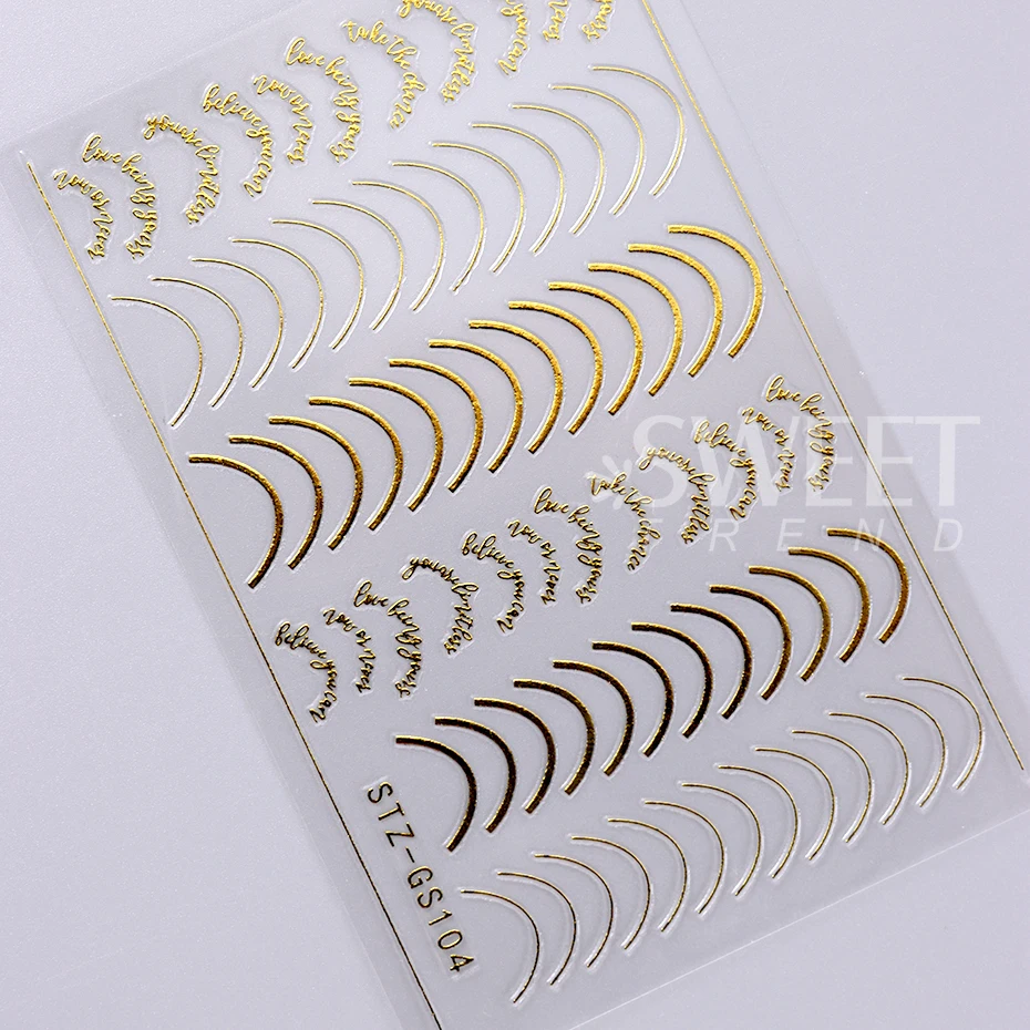 3D Nail Art Stickers - Gold, Rose, Silver, Stripes, Swirls