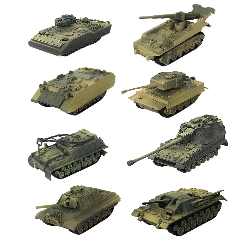 8 Pieces 4D Modern Tank Model 1:72 Heavy Tank Sand Table Model Wargame Game Diorama Scenery Layout Accessory