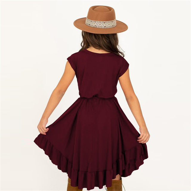 hahuha Vestido infantil para meninas de 5 anos Rockabilly sólido curto para  festa retrô roupas vintage manga swing 7-12 anos 