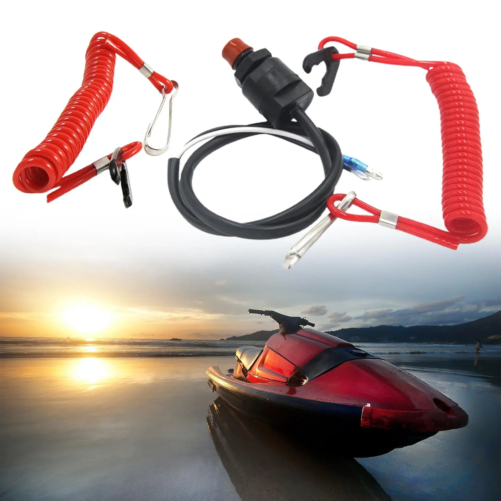 Boat Motor Kill Stop Switch Safety Tether Lanyard Easily to Install Durable Boat Engine Motor Kill Stop Switch for Yamaha