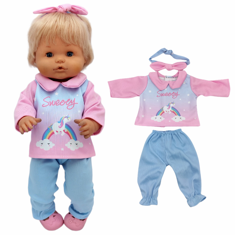 For 40 Cm Nenuco Doll Clothes 17 Inch Baby Doll Flower Shirt Pants Toys Clothing